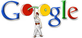 Google Doodle VIII celebrates the 2004 Summer Olympics in Athens